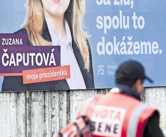 Predvolilni plakat ene od favoritinj predsedniških volitev Zuzane Čaputove z napisom: Predsednica za pošteno Slovaško....