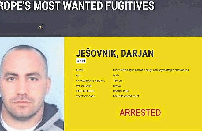 Darjana Ješovnika so policisti iskali vse od 2011, s spletne strani Europola so njegovo fotografijo že umaknili.