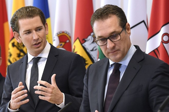 Avstrijski kancler  Sebastian Kurz (levo) in podpredsednik vlade Heinz-Christian Strache (desno).