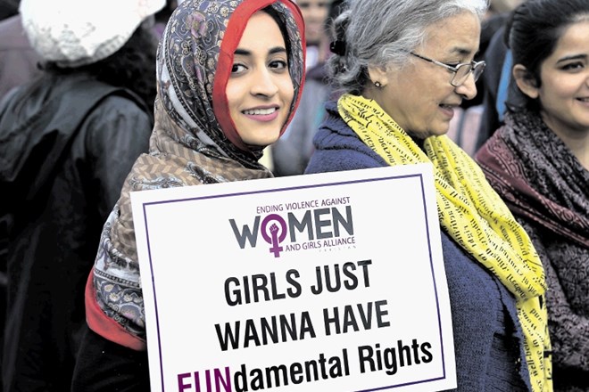 Protest pakistanskih žensk ob letošnjem mednarodnem dnevu žena.