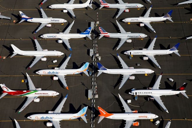 Parkirani boeingi 737 na letališču v Seattlu.