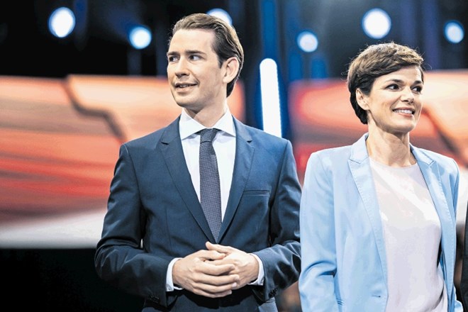 Voditelja po anketah najmočnejših strank pred volitvami  v Avstriji Sebastian Kurz (Ljudska stranka) in Pamela Rendi-Wagner...