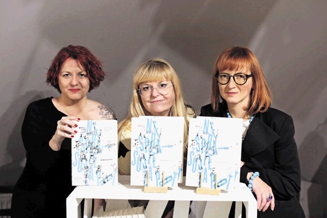 Tamara Langus, Teja Kleč in Agata Tomažič na literarnoanimacijskem večeru Kvistroteka, ki je ob izidu knjige potekal na...