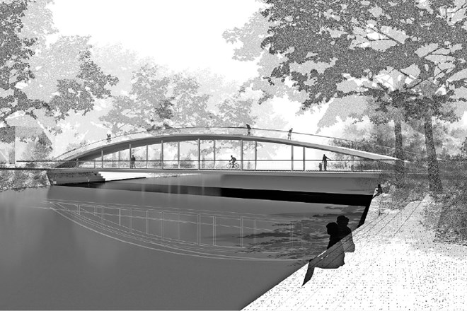 Štepanjski in fužinski breg Ljubljanice bo povezoval most, ki bo omogočal prečkanje reke na dveh nivojih.