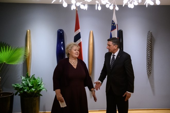 Srečanje predsednika republike Boruta Pahorja in predsednice republike Norveške Erne Solberg.
