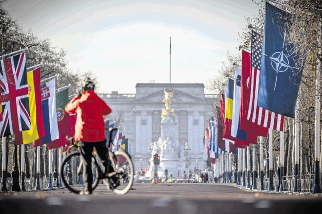 Pred Buckinghamsko palačo, kjer bo voditelje danes sprejela kraljica, so že izobesili zastave zavezništva in 29 članic.