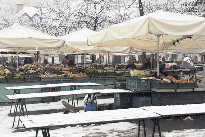 Kljub snegu na ljubljanski tržnici ne manjka zelenjave.
