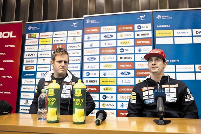 Žan Kranjec (desno, levo trener Klemen Bergant) je zaupal, da mu je Henrik Kristoffersen v Adelbodnu dejal, da bo kar takoj...