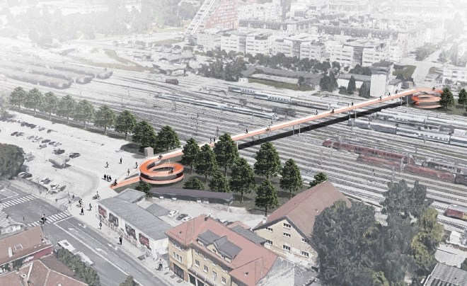 Montažni nadhod bi kolesarjem omogočil lažje gibanje med mestnim središčem in Bežigradom.