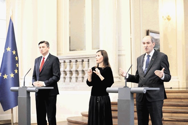 Predsednik države Borut Pahor in premier Janez Janša  pojasnjujeta, o čem so se dogovorili štirje predsedniki.