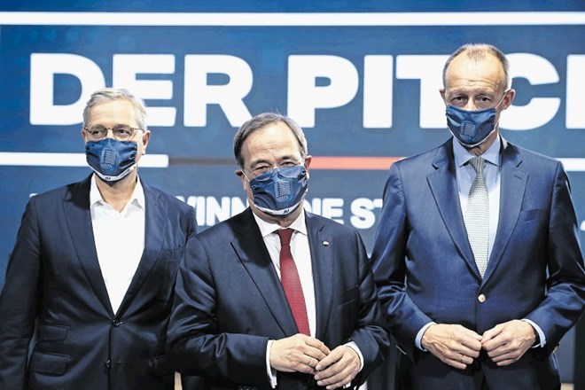 Norbert Röttgen (levo), Armin Laschet (v sredini) in Friedrich Merz (na desni) se potegujejo za predsedniško mesto v stranki...