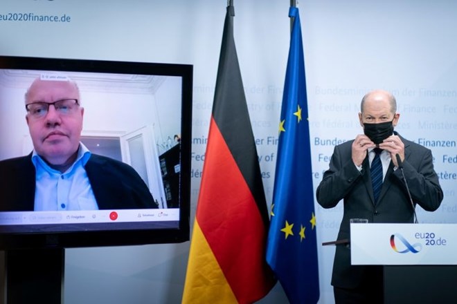 Nemški finančni minister Olaf Scholz je včeraj na novinarski konferenci gostil ministra za gospodarstvo Petra Altmaierja.