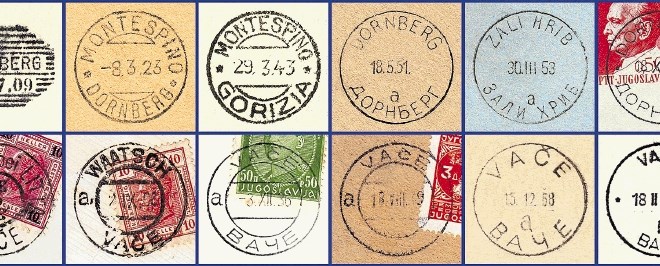 Danes 150. obletnico ustanovitve slavita pošti 5294 Dornberk in 1252 Vače, prikazani so starejši odtisi žigov obeh pošt,...