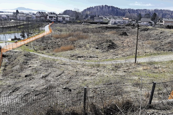 Na zemljišču pri Črnuškem bajerju so odstranili drevesa in grmovje, a gradnja stanovanjske soseske se še ne bo  začela tako...