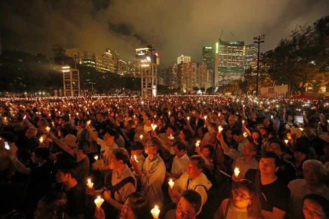 Hongkonška spominski slovesnosti ob obletnici pokola na Trgu nebeškega miru v Pekingu.
