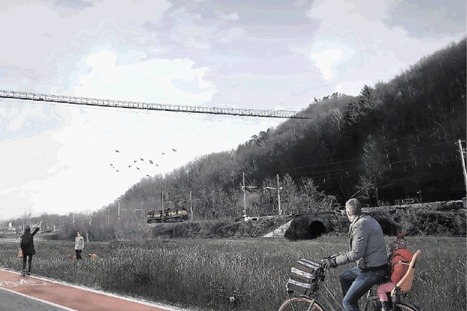 Tako naj bi bil videti viseči jekleni most v Celju, ki bo povezal stari grad in Miklavški hrib.
