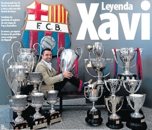 Enainštiridesetletni Xavi je za Barcelono igral od leta 1998 do leta 2015, z njo osvojil 25 lovorik, vključno s štirimi v...