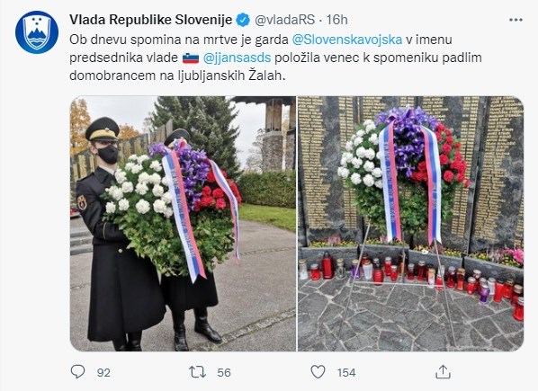 Garda Slovenske vojske v imenu Janše položila venec domobrancem