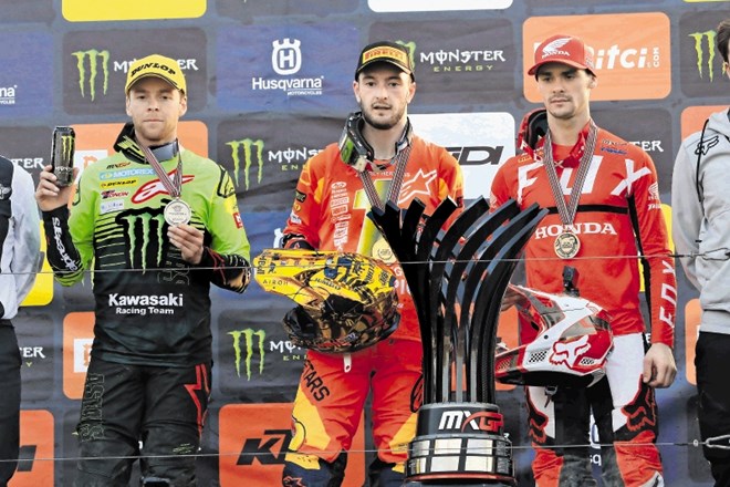 Slovenec Tim Gajser (skrajno desno) je sezono svetovnega prvenstva v motokrosu sklenil na tretjem mestu, prvak je postal...