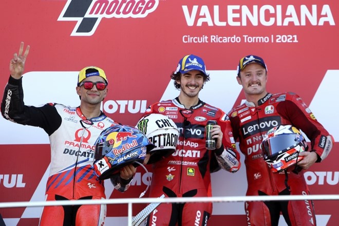 Italijan Francesco Bagnaia (Ducati) je zmagovalec zadnje dirke sezone svetovnega prvenstva v motociklizmu.