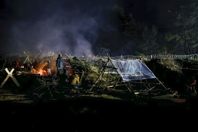 Migrantski kamp na poljsko-ukrajinski meji.