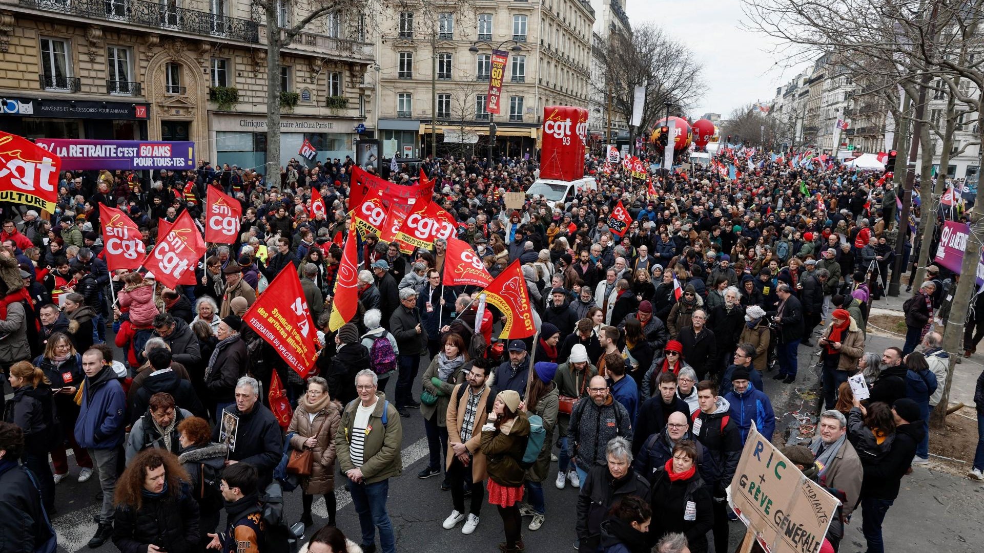 Septième jour de manifestations nationales contre la réforme des retraites en France
