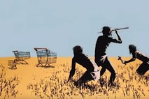 #video Na umetniški razstavi v Torontu ukradel  likovno delo uličnega umetnika Banksyja