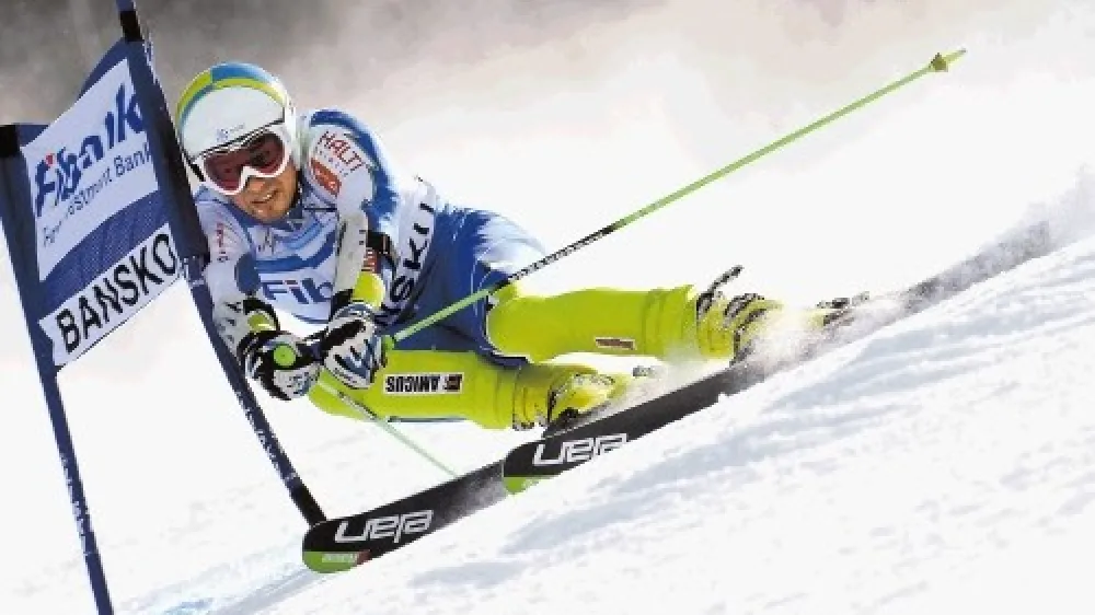 Janez Jazbec si je z odličnim prvim veleslalomskim nastopom v Banskem zagotovil mesto med agencijskimi fotografijami.
