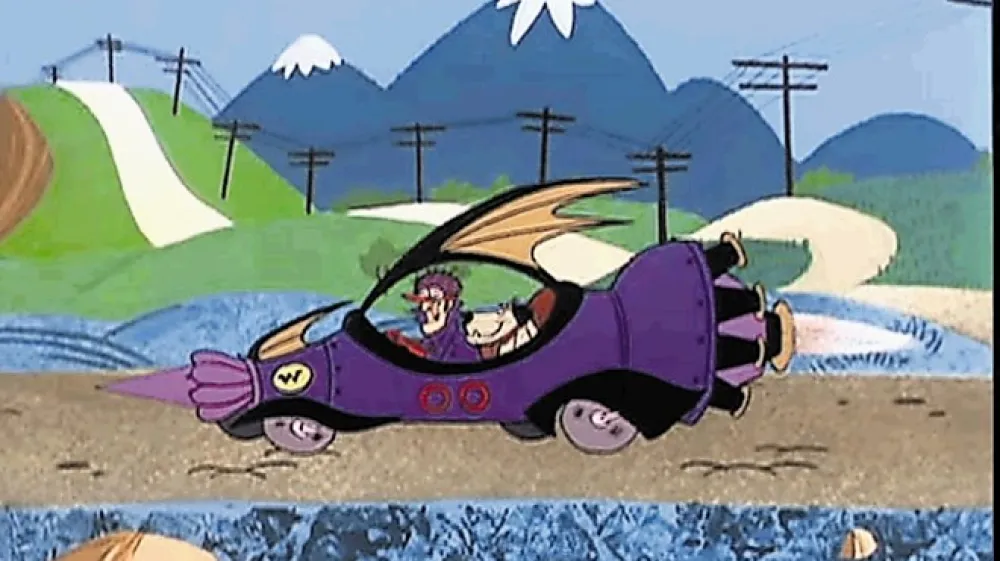 Glavni avto Wacky Races je bil zlobni stroj z voznikom Dickom Dastardlyjem in pomočnikom, psom Muttleyjem.