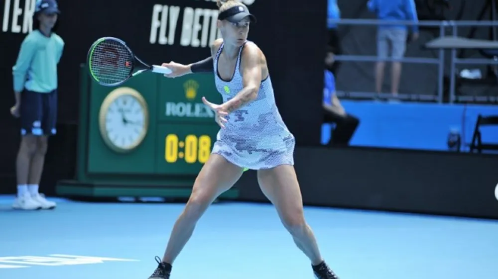 Polona Hercog je v Melbournu &scaron;ele prvič letos stopila na igri&scaron;če