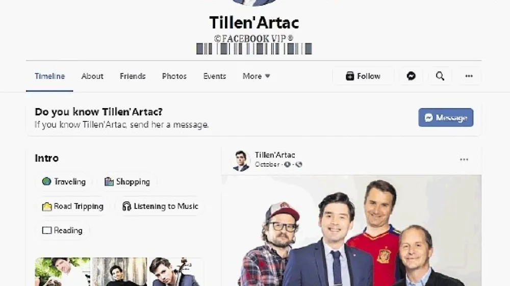 Ime, priimek in fotografije priljubljenega slovenskega komika in voditelja Tilna Artača je spletni goljuf zlorabil, da bi se   dokopal do podatkov o kreditnih karticah njegovih sledilcev.