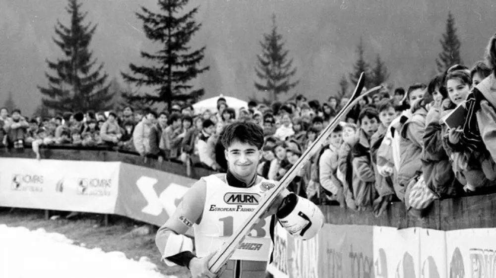Franci Petek na finalu svetovnega pokala v Planici 26. marca 1990