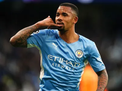 FILED - 26 April 2022, United Kingdom, Manchester: Manchester City's Gabriel Jesus reacts after scoring a goal. Arsenal have completed the signing of Manchester City forward Gabriel Jesus on a long-term contract. Photo: Mike Egerton/PA Wire/dpa