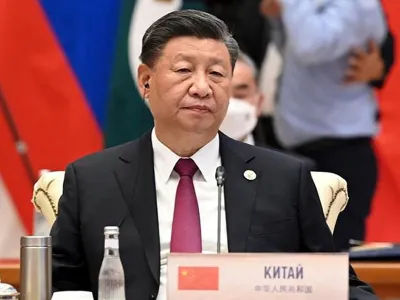 In this handout photo released by Uzbekistan Foreign Ministry, Chinese President Xi Jinping attends the Shanghai Cooperation Organization (SCO) summit in Samarkand, Uzbekistan, Friday, Sept. 16, 2022. (Uzbekistan Presidential Press Service via AP)