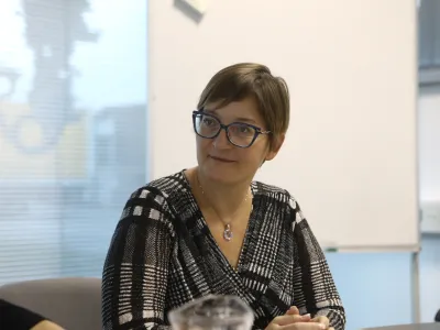 &cedil;Irena Ile&scaron;ič Čujovič, predsednica Sindikata zdravstva in socialnega varstva- 17.11.2022 &ndash; Skupnost socialnih zavodov Slovenije - predstavili stali&scaron;če o noveli Zakona o dolgotrajni oskrbi,&nbsp;//FOTO: Luka Cjuha