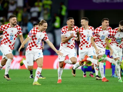 Hrva&scaron;ka se je drugič zapored in tretjič v zgodovini uvrstila v polfinale svetovnega prvenstva v nogometu. Foto: Reuters