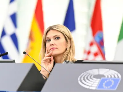 European Parliament vice president, Greek socialist Eva Kaili, is seen at the European Parliament in Strasbourg, France November 22, 2022. European Union 2022 - Source: EP/&shy;Handout via REUTERS ATTENTION EDITORS - THIS IMAGE WAS PROVIDED BY A THIRD PARTY. NO RESALES. NO ARCHIVES