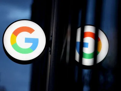 FILE PHOTO: The logo for Google LLC is seen at the Google Store Chelsea in Manhattan, New York City, U.S., November 17, 2021. REUTERS/Andrew Kelly/File Photo