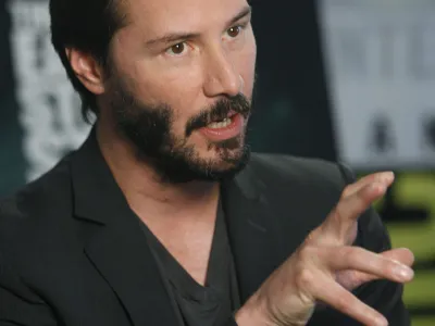 Actor Keanu Reeves talks about his new movie "The Day the Earth Stood Still" during an interview at the Comic-Con 2008 convention Thursday, July 24, 2008 in San Diego. (AP Photo/Denis Poroy)