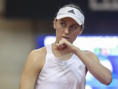 Kaja Juvan- 11.11.2022 &ndash; tenis &ndash; Slovenija: Kitajska, pokal Billie Jean King, ženske, polfinale kvalifikacij za zaključni turnir svetovne skupine: //FOTO: Jaka Gasar