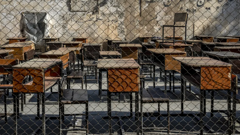 The benches of a school sits empty in Kabul, Afghanistan, Thursday, Dec. 22, 2022. The country's Taliban rulers earlier this week ordered women nationwide to stop attending private and public universities effective immediately and until further notice. They have banned girls from middle school and high school, barred women from most fields of employment and ordered them to wear head-to-toe clothing in public. Women are also banned from parks and gyms.&nbsp;(AP Photo/Ebrahim Noroozi)