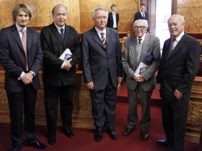 Boris Podrecca, Anton Bebler, France BučarPodelitev naziva slovenski Evropejec leta 2010 - Boris PahorFOTO: JAKA GASAR / NEDELJSKI