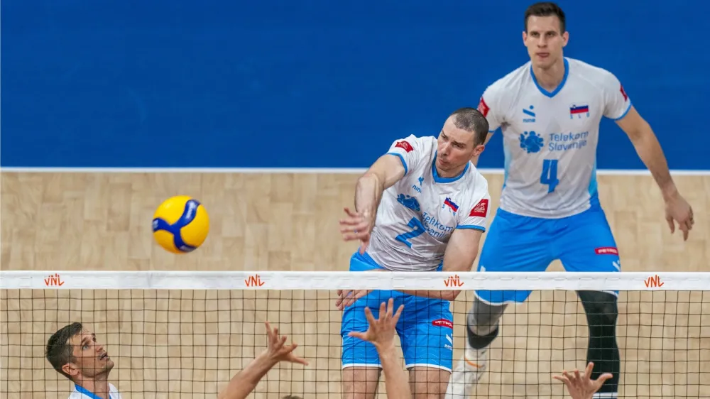 Alen Pajenk je bil s petimi bloki najbolj&scaron;i bloker v slovenski izbrani vrsti. Foto: World Volleyball