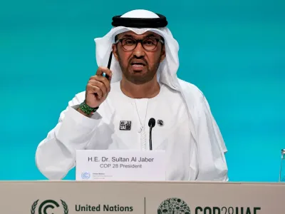 United Arab Emirates Minister of Industry and Advanced Technology and COP28 President Sultan Ahmed Al Jaber speaks during a press conference at the United Nations Climate Change Conference (COP28) in Dubai, United Arab Emirates, December 4, 2023. REUTERS/Thaier Al-Sudani