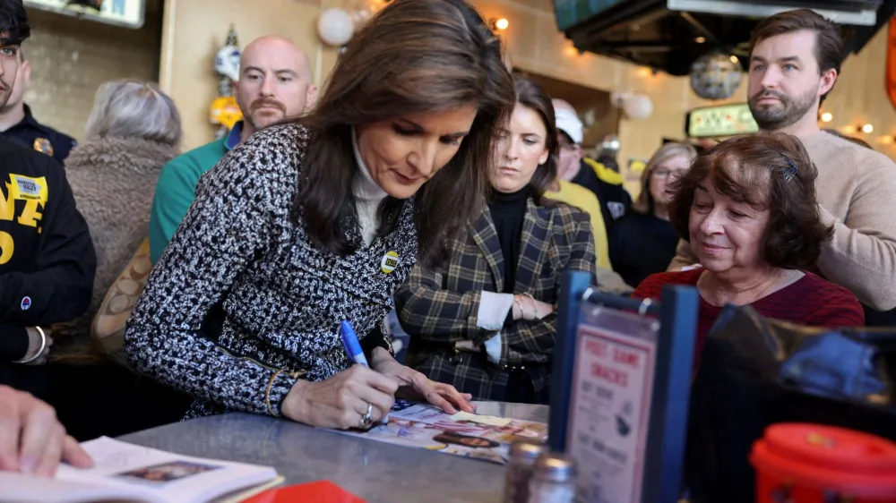 FILE PHOTO: Republican presidential candidate and former U.S. Ambassador to the United Nations Nikki Haley attends a Lady Hawkeyes Tailgate campaign event in Coralville, Iowa, U.S., December 30, 2023.  REUTERS/Rachel Mummey/File Photo