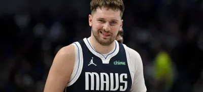 Jan 27, 2024; Dallas, Texas, USA; Dallas Mavericks guard Luka Doncic (77) reacts to being called for a technical foul against the Sacramento Kings during the second quarter at the American Airlines Center. Mandatory Credit: Jerome Miron-USA TODAY Sports