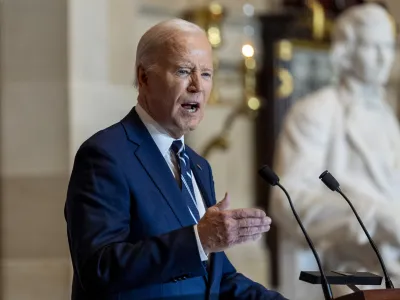 President Joe Biden speaks at the National Prayer Breakfast in Statuary Hall at the Capitol in Washington, Thursday, Feb. 1, 2024. (AP Photo/Andrew Harnik)