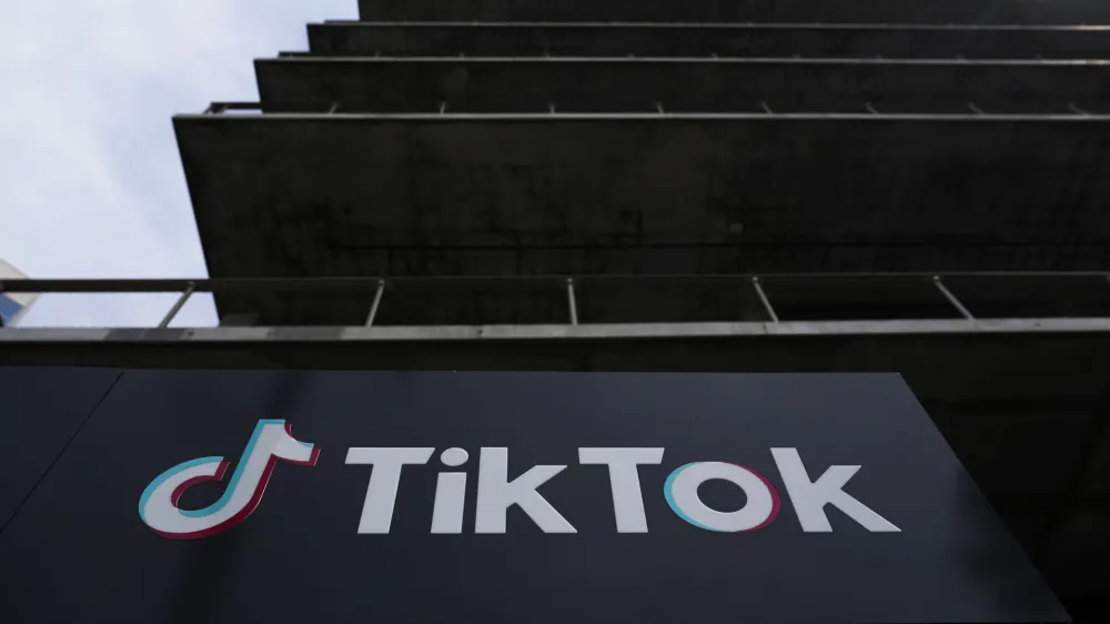 FILE - A sign stands at the TikTok Inc. building in Culver City, Calif., on March 17, 2023. Nevada's attorney general has launched a go-it-alone legal fight accusing TikTok, Snapchat and Meta of creating what one lawsuit calls "an addiction machine" that exploits children too young to have self-control. Three lawsuits filed Tuesday, Jan.30, 2024, in state court allege the platforms put kids at risk of auto accidents, drug overdoses, suicides, eating disorders and sexual exploitation. (AP Photo/Damian Dovarganes, File)
