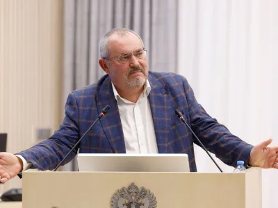 Boris Nadezhdin, a representative of Civil Initiative political party who plans to run for Russian president in the March 2024 election, speaks during a session of the Central Election Commission in Moscow, Russia February 8, 2024. REUTERS/Maxim Shemetov