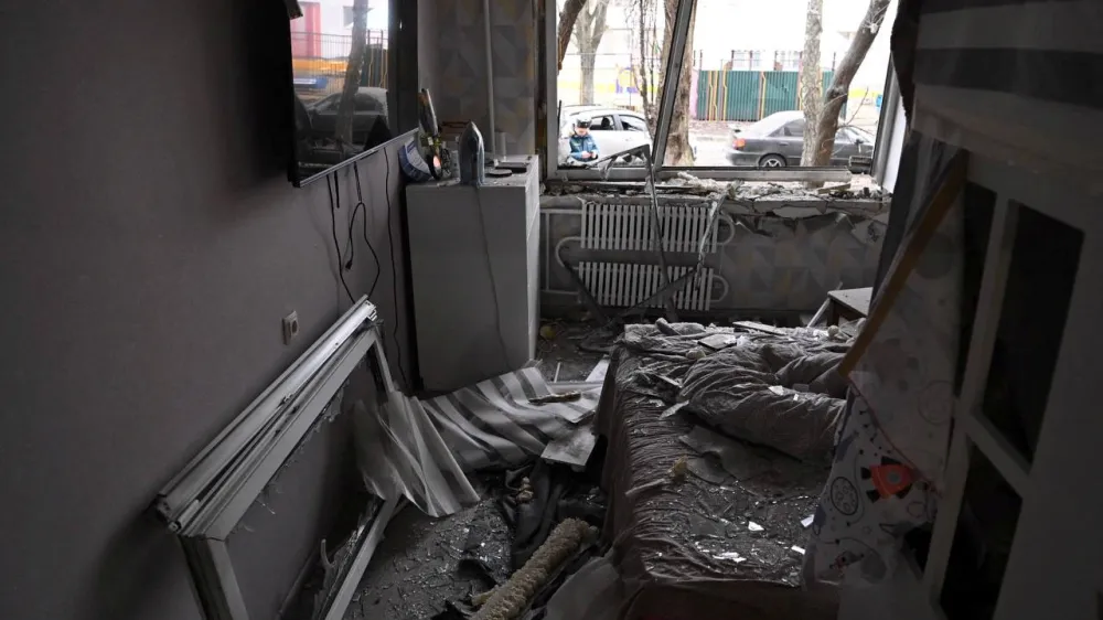 A view shows a damaged apartment following the incident, which local authorities said was a Ukrainian missile attack, in the course of Russia-Ukraine conflict in Belgorod, Russia, March 16, 2024. Telegram channel of Governor of Belgorod Region Vyacheslav Gladkov/Handout via REUTERS ATTENTION EDITORS - THIS IMAGE WAS PROVIDED BY A THIRD PARTY. NO RESALES. NO ARCHIVES. MANDATORY CREDIT.